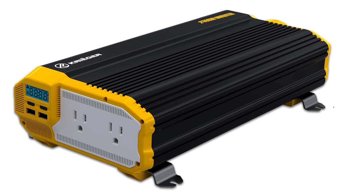 Krieger 2000 Watts Power Inverter 12V to 110V, Modified Sine Wave Car Inverter, Dual 110 Volt AC Outlets, DC to AC Converter with Installation Kit Included - MET Approved to UL and CSA Standards